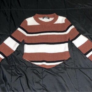 Striped Brown and White Women's Sweater